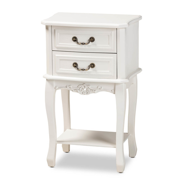 Baxton Studio Gabrielle White-Finished 2-Drawer Wood Nightstand 162-10260